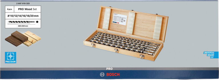 Juego de brocas para madera Bosch PRO (6 piezas).